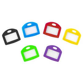 Uniclife 24 Pcs Key Cap Tags 2.5 cm Key Covers Protectors with Blank Paper Labels and Clear Windows Soft Key Identifiers for Standard Regular Thin Flat House Keys (Not for Odd-Shaped Keys), 6 Colors