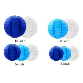 GAKA FAVOR Set of 10 Paper Lanterns, Blue, Hanging Decoration, Paper Lanterns for Wedding, Christening, Birthday, Communion, Valentine's Day, Mother's Day Party Decoration