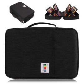 AYVANBER Big Capacity Colored Pencil Case Organizer 304 Slots Pen Holder Waterproof Storage Pouch Gel Marker Pen Bag Box for Cosmetic Brush Pencils & Gel Pen Used for Artist (Black)