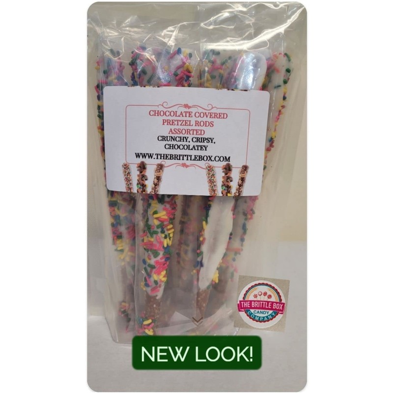 White Chocolate Covered Pretzel Rods Individually Wrapped 20 Piece Assorted