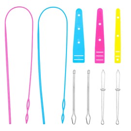 Hsthe Sea 9Pcs Drawstring Threader Plastic Bodkin Threader Sewing Loop Turner Metal Tweezers Drawstring Replacement Tools for DIY Craft Sweatpants Shorts Pants Jackets