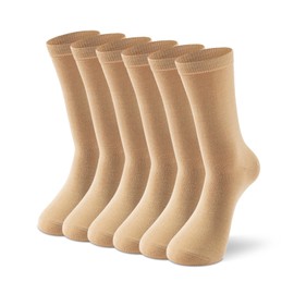 LIXIA Men's Thin Merino Wool Socks, Cozy Casual Winter Warm Breathable Mid-calf Dress Socks(3 Pairs - Beige)