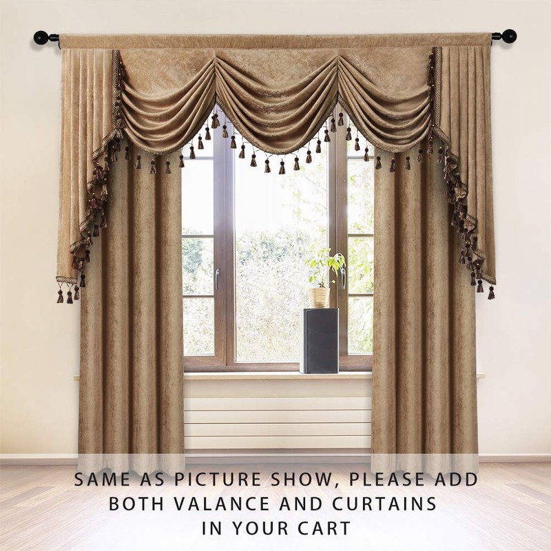 ELKCA Thick Chenille Window Curtains Valance for Living Room Coffee