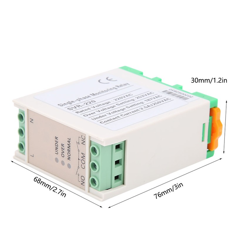 SVR220 SinglePhase Voltage Monitoring Relay 3LEDs Overvoltage Undervoltage Protection Device