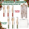 150 Pack Pre Rolled Bamboo Cutlery Napkin Set, Red Green