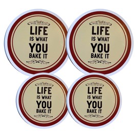 SHMIR Electric Stove Burner Covers Life is What You Bake It Round Range Cooktop for Home Kitchen Cooking Accessories Functional Decorative Stovetops Cookware Supplies Gift Set of 4 (2 Small, 2 Large)