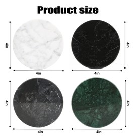 TransMarble Marble Coasters Set of 6pcs for Drinks with Metal Stand for High-End Lifestyle (Round, Emerald Green)