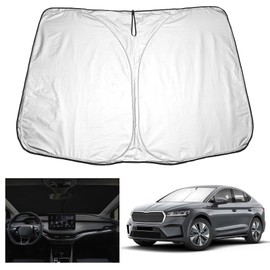 YEE PIN Enyaq iV Sonnenschutz Auto kompatibel mit Skoda Enyaq iV 2021-2023 2024，Faltbare Auto Sonnenschirm Enyaq Frontscheibe Windschutzscheibe UV Staub Schutz