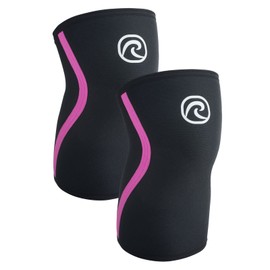 Rehband Knee Support for Strength Sports & Fitness - Knee Support 7 mm Neoprene, Flexible and Non-Slip, Knee Sleeve for Men and Women, Colour: Black/Pink, 1 Pair, Size: S