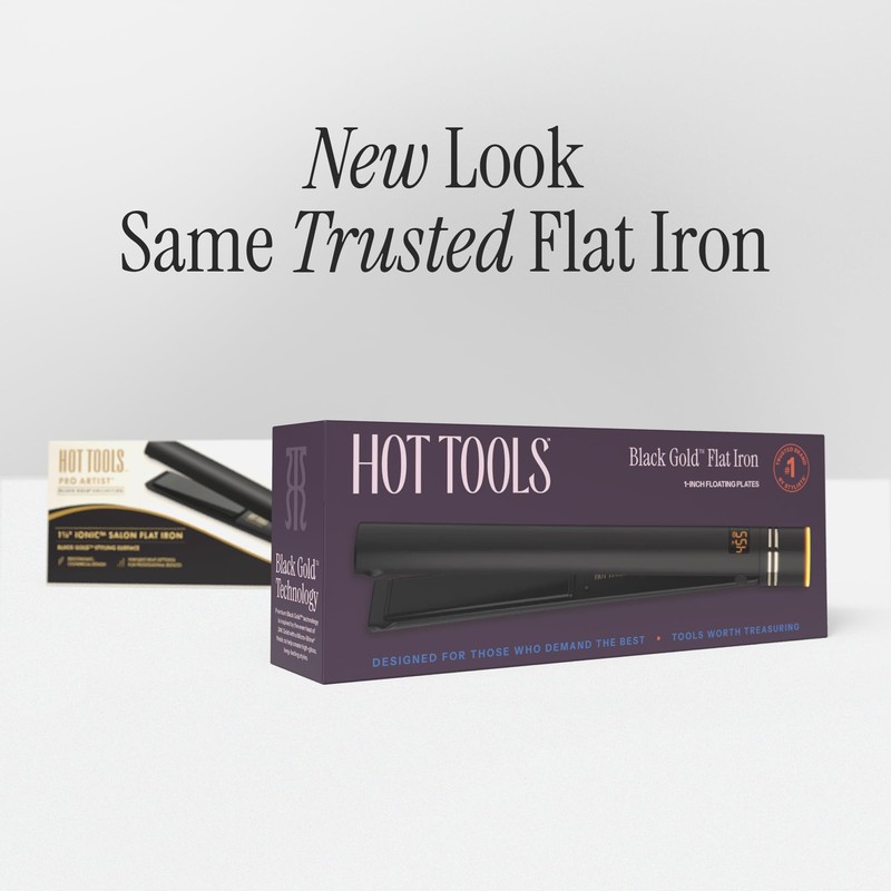 HOT TOOLS Black Gold Ionic 1 1/4 Inch Flat Iron,