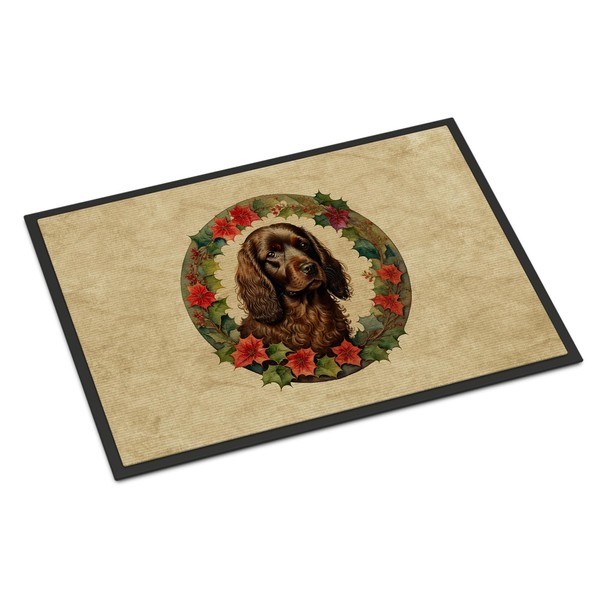 Caroline's Treasures DAC2331JMAT Boykin Spaniel Christmas Flowers Doormat Front Door