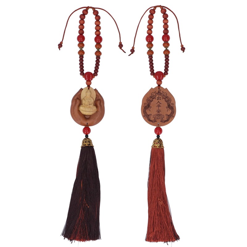Buddha Car Pendant Peach Wood Exquisite Carving Mind Purification Wealth