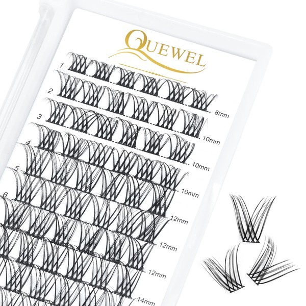 QUEWEL Individual Eyelashes, Individual Eyelash Clusters, Pack of 72 Individual