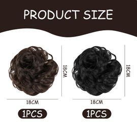 2 Pieces Bun Wigs, Curly Hair Accessories For Women, Wig Elastics, Hair Styling Decorations, Wig Decorations For Girls
