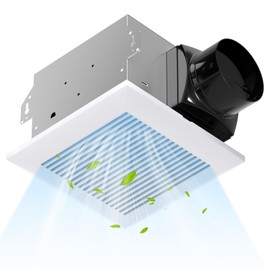 COSTWAY Bathroom Exhaust Fan, Ceiling Mount Ventilation Fan with Galvanized Sheet Housing, 4 Inch Duct Connector, 80 CFM 1.5 Sones Quiet Bath Vent Fan for Home, White