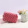 1Pc Checkered Makeup Bag Knitted Cosmetic Bag,Large Capacity Makeup Bag