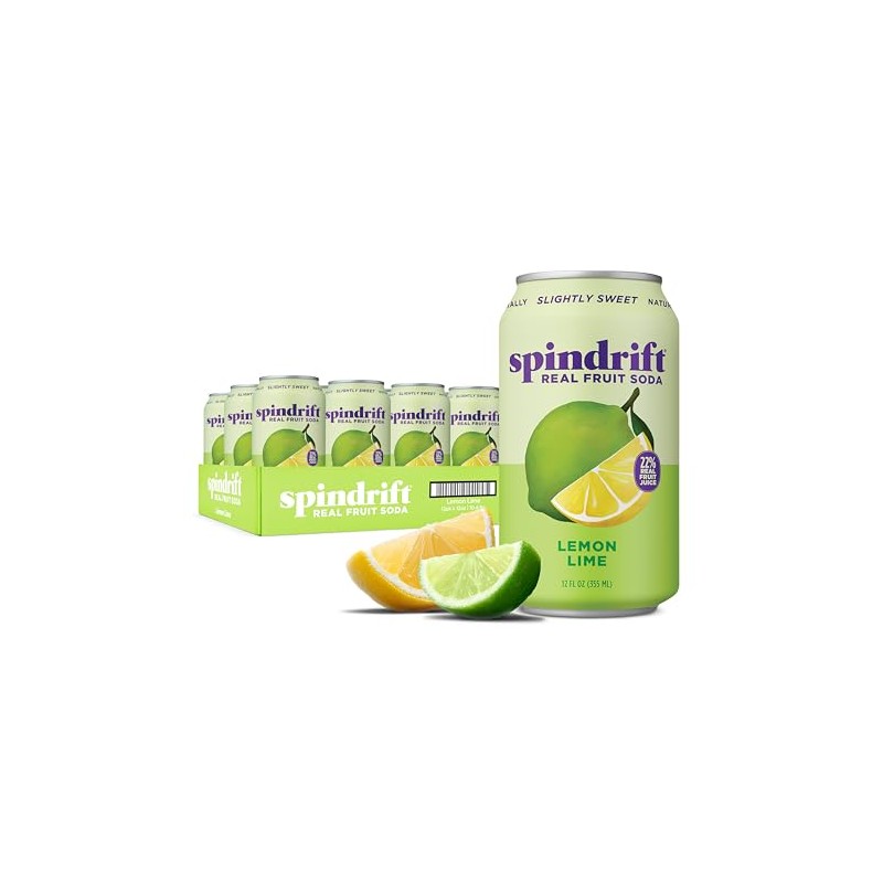 Spindrift "Lemon Lime" Soda, Made with Real Squeezed Fruit, Pack