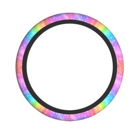 Colorful Rainbow Steering Wheel Cover Car Accessories Cute for Women Girls Girly Universal 15 Inch Neoprene Auto Interior Decor Anti Slip Automotive Truck Protector