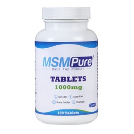 Kala Health MSMPure Tablets, 120 Count, 1000 mg per Tablet, Pure MSM Organic Sulfur Supplement, Made in USA