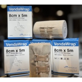 VendaMedical VendaWrap Short Stretch Compression Bandage 100% Cotton - 4 Rolls (8cm x 5m)