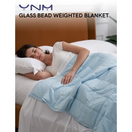 YnM Weighted Blanket,Heavy 100 Percent Oeko-Tex Certified Cotton Material, Bed Blanket for One Person of 210lbs, Ideal for Queen/King Bed (60x80 Inches, 22 Pounds, Light Blue)