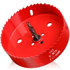 Hole Saw 4 7/8” (124mm) for Wood, HSS Bi-Metal Hole Cutter with Pilot Drill Bit for Recessed Lights, PVC Boards, Fiberglass and Vent Pipes