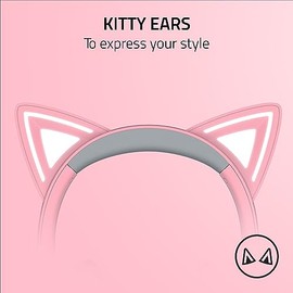 Razer Razer Kraken Kitty V2 USB Wired Headset: Chroma RGB Kitty Ears - Stream Reactive Lighting - HyperClear Cardioid Mic - 40 mm Drivers - 7.1 Surround Sound - Comfortable Ear Cushions - Quartz Pink