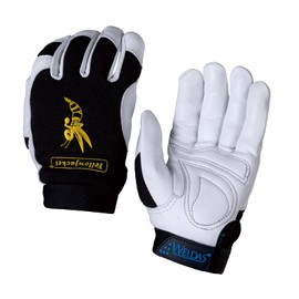 Weldas® Yellowjacket® top grain goatskin mechanic's gloves, extremely comfortable and hand washable, 10-2670, White and Black