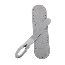 VICASKY 1set Double-sided Nail File Non-slip Handle Zinc Aluminium Nail Shaper for Manicure Includes Pu Case for Salon and Home Use