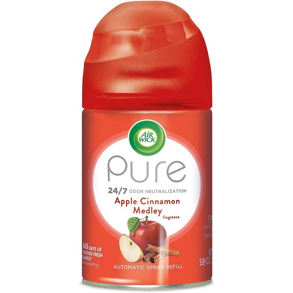 Air Wick Pure Freshmatic Refill Automatic Spray, Apple Cinnamon Medley, 1ct, Air Freshener, Essential Oil, Odor Neutralization, Packaging May Vary