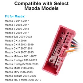 Zenoruslky Radio Wiring Harness Adapter 24Pin Stereo Connector Compatible with Mazda 2 3 5 6 CX-5 CX-7 CX-9 MX-5 Miata MPV Tribute Aftermarket Car Radio Wire Harness