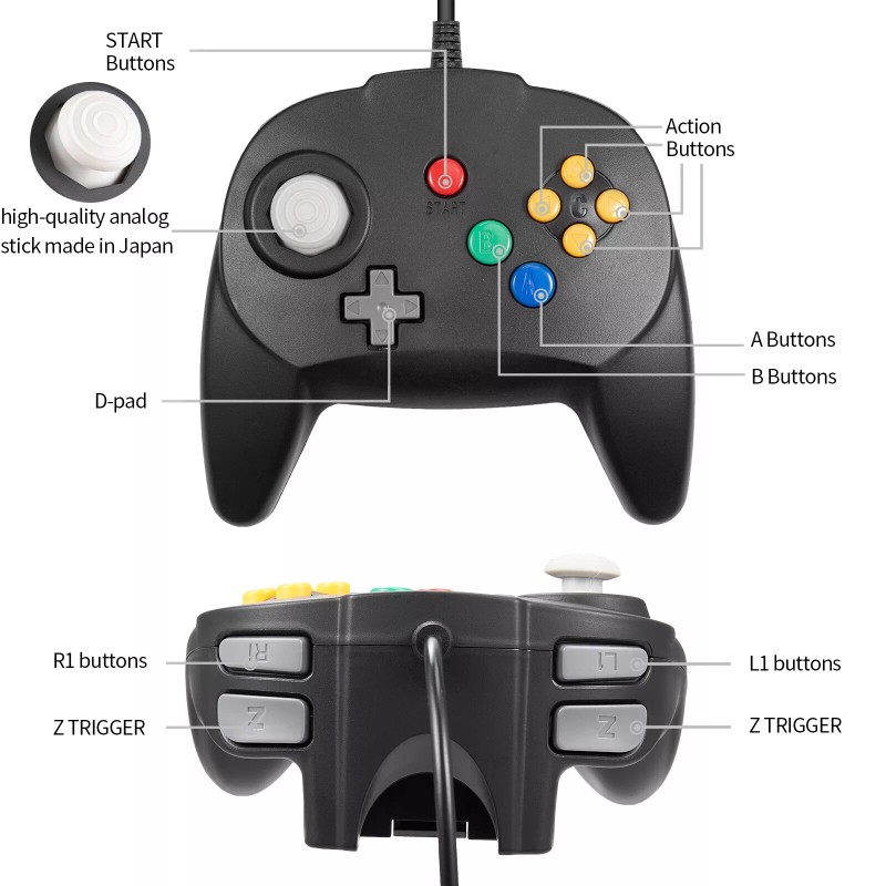 Unbranded For Switch PC MAC N64 USB Controller Gamepad Joypad