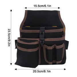 Gukasxi Canvas Tool Belt Pouch, 7 Multi Pockets Nail and Hammer Pouch, Work Tool Pouches with Belt, Hammer Holder, Drill Holster, Screw Pouch for Builders, Carpenters, Gardeners, Electricians, Black