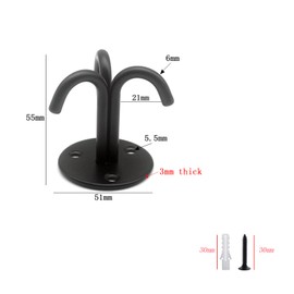 Ymaiss 4Packs Stainless Steel Mount Ceiling Hooks with 3 Hooks, Under-Shelf Coat Hook,Heavy Swag Hook, 60Lbs Utility Ceiling Hooks,Heavy Duty for Bathroom Kitchen Cabinet, Black