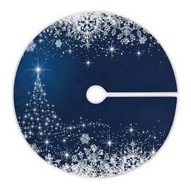 ATTX Winter Blue Snowflakes Tree Skirt Home Decoration Large Round Tree Skirt 47.2 Inches