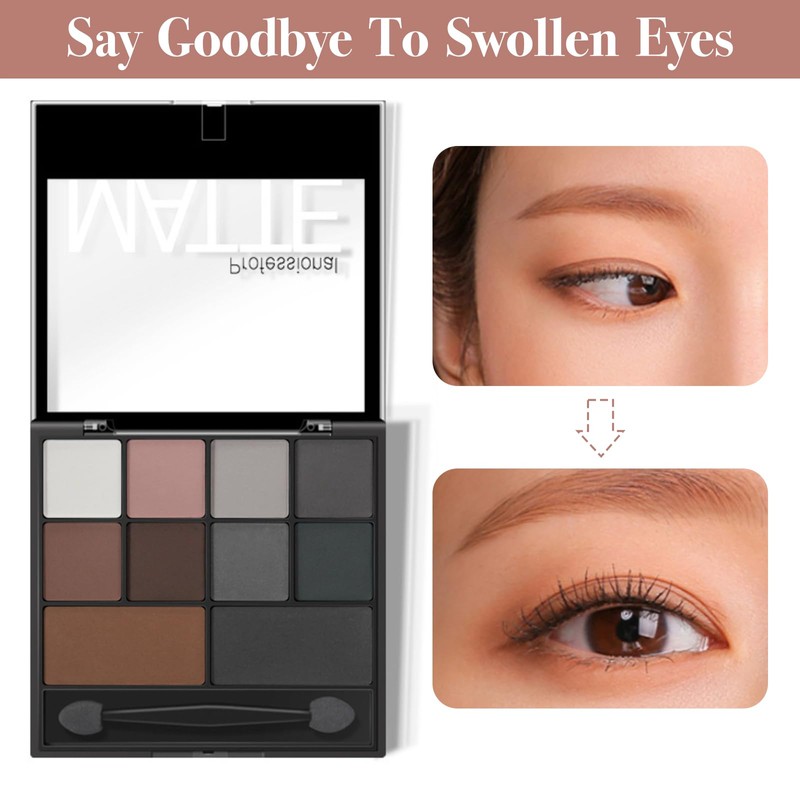 Xumann Smokey Eyeshadow Palette, 10 Eye Shadow Shades Grey Eyeshadow