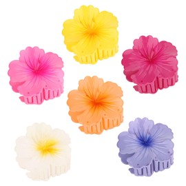 CAVETEE Hawaiian Cute Flower Claw Clips - 6PCS Large Plumeria Hair Accessories for Thick & Thin Hair Strong Hold Non-silp Hair Clips for Women and Girls