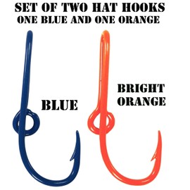 BT Outdoors Custom Colored Eagle Claw Hat Fish Hooks for Cap -Set of Two Hat pins- One Blue and One Bright Orange Hat Hook Money/Tie Clasp