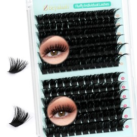 140D+170D Fluffy Lash Clusters 144pcs Eyelash Individuals D Curl Individual Eyelashes Cluster DIY Lash Extensions at Home by Obeyalash (140D+170D D Curl 14-20mm)