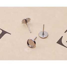 Shapenty Stainless Steel Bezel Trays Earring Studs Flat Round Cabochon Blank Base Tray Earrings for DIY Craft Resin Glass Epoxy Glitter Photo Earring Jewelry Making Findings Gift Charms, 70PCS (6mm)