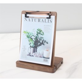 Solid Hardwood Clipboard with Stand, Wooden Menu Holder for Restaurants, Table Stand, Receipt Holder for Bar Counter Freestanding Clipboards A4 with Metal Clip High Capacity