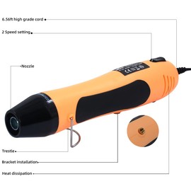 mofa Heat Gun For Crafts Epoxy Resin Bubble Remover 6.6Ft Power Cord Hot Air Gun With US Adapter Apply to Acrylic Painting Supplies Quickly To Dry Resin,Embossing Powder,Paint,Clay (Orange)
