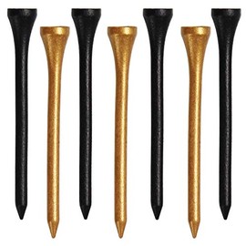 sportstider Golf Tees, 3 1/4Inch, 77 Count,Professional Deluxe Wooden Golf Tee, More Than 20 Colors Combination, Natural Hard Wood Golf Tee (Black & Gold)