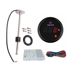ELING 52mm Digital Water Level Meter with Backlight with Alarm Light 0-190ohm Water Level Sending Unit Sensor 200mm Long for Yachts