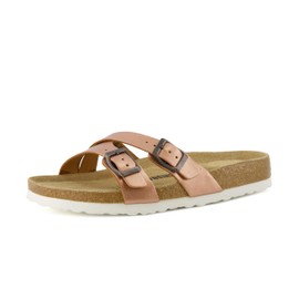 CUSHIONAIRE Women's Liza Cork Footbed Sandal With +Comfort, Rose Gold, 7.5