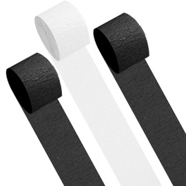 Black and White Crepe Paper Streamers Party Streamers Decorations,1.7" Wide,6 Rolls