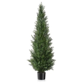 Pre-Potted 3.1 Feet Faux Cedar Tree, Lifelike UV Protected Front Door Decor, Porch, Garden, Entryway Topiary, Indoor/Outdoor Use - Ready to Display