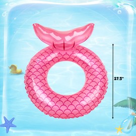 AMOR PRESENT Inflatable Swimming Ring, Pool Float Tube Red Mermaid Water Floats for Kids Outdoor Pool Beach Party Supplies