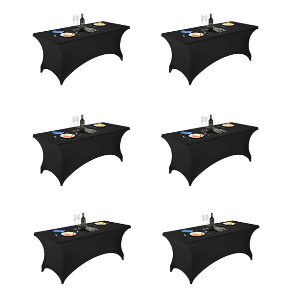 FORLIFE 6Pack Spandex Table Covers 6ft，Fitted Tablecloth for 6ft Rectangular