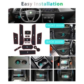 GAFAT GAFAT Seat Leon Cupra Leon 5F FR ST 5D MK3 2017 2018 2019 Antirutschmatten, Seat Leon MK3 Gummimatten fr Mittelkonsole Armlehne, Getr?nkehalter, Trnaht (Rot)